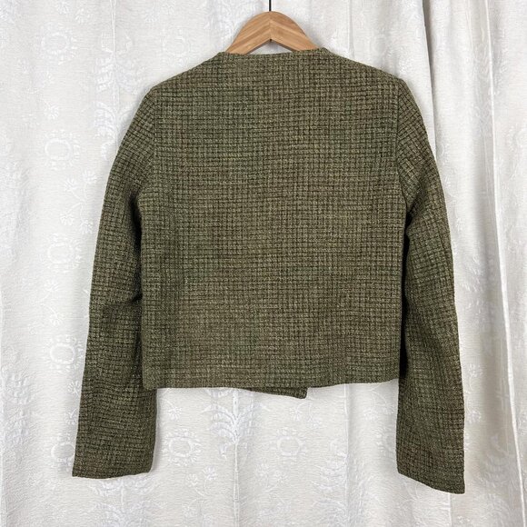 Rihoas The Vintage Solid Tweed Jacket double breasted green cropped coat NWT - Picture 5 of 8